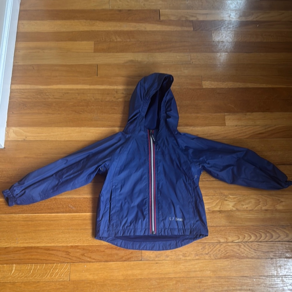 L.L. Bean Blue Raincoat Lightweight Water-Resistant Hooded